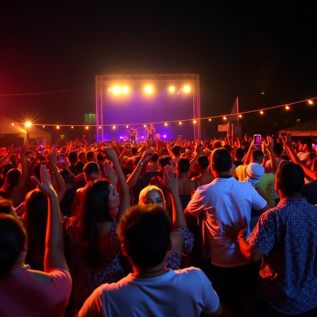 Multitud bailando en el festival